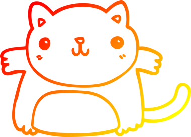 Bir insan tarafından çizilmiş çizgi film kedisinin sıcak çizgi çizimi