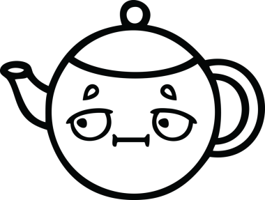 Bir insan tarafından çizilmiş bir çaydanlığın çizgi çizimi