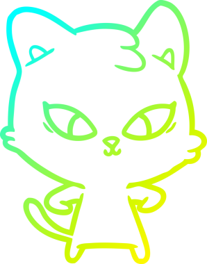 Bir insan tarafından çizilmiş bir çizgi film kedisinin soğuk gradyan çizgisi.