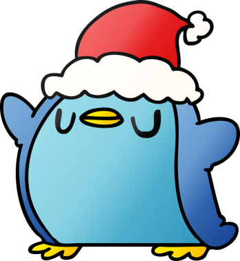 Bir insan tarafından çizilmiş Kawaii pengueninin el çizimi gradyanı.