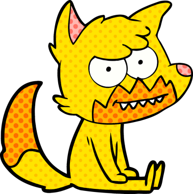 Bir insan tarafından çizilmiş tilki çizgi film karakteri