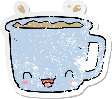 Bir insanın çizdiği bir fincan kahvenin sıkıntılı çıkartması.