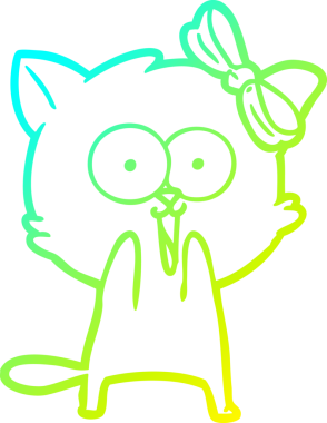 Bir insan tarafından çizilen çizgi film kedisinin soğuk gradyan çizgisi.