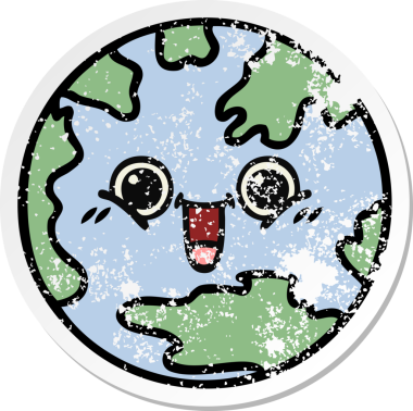 Bir insan tarafından çizilmiş şirin bir karikatür gezegeninin sıkıntılı çıkartması.