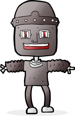 Bir insan tarafından çizilmiş çizgi film robotu