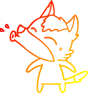 Bir insan tarafından çizilen uluyan kurt çizgi filminin sıcak gradyan çizimi