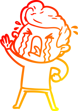 Bir insan tarafından çizilmiş, ağlayan bir çizgi film karakteri.