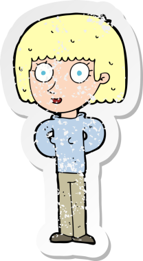 Bir insan tarafından çizilmiş, kederli bir karikatür çıkartması.