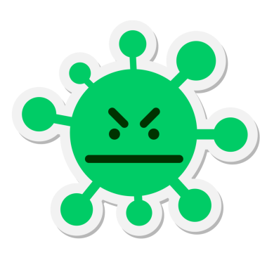 Bir insan tarafından çizilmiş basit bir virüs etiketi.