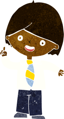 Bir insan tarafından çizilen soruyu cevaplayan karikatür okulu çocuğu.