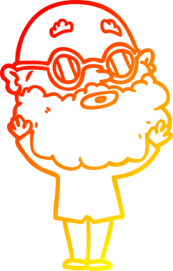 Bir insan tarafından çizilmiş sakallı ve gözlüklü, çizgi film meraklısı bir adamın çizimi.