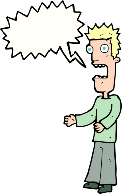 Bir insan tarafından çizilen konuşma baloncuğuyla çılgına dönen çizgi film adamı.