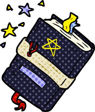 Bir insan tarafından çizilmiş kara büyü kitabı.