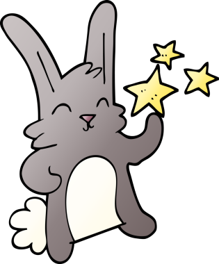 Bir insan tarafından çizilmiş mutlu tavşan.