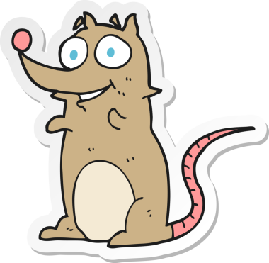 Bir insan tarafından çizilmiş çizgi film faresinin çıkartması.