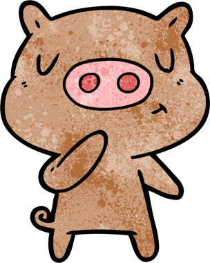 Bir insan tarafından çizilmiş çizgi film içerikli domuz.