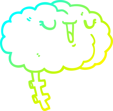 Bir insan tarafından çizilmiş mutlu bir çizgi filmin soğuk gradyan çizimi.