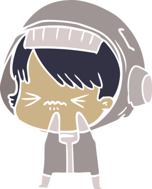 kızgın düz renkli çizgi film kızı bir insan tarafından çizilmiş.