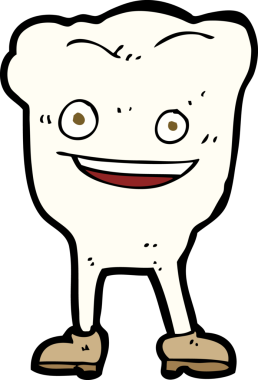 Bir insan tarafından çizilmiş mutlu bir diş karakteri.