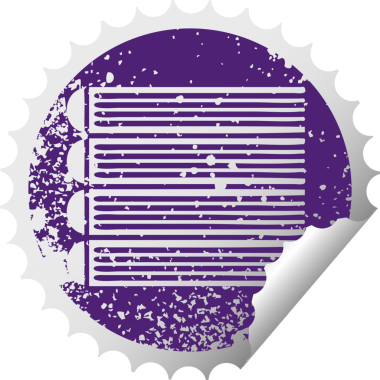 Bir insan tarafından çizilmiş kitap yığınının sıkıntılı dairesel soyulan çıkartma sembolü