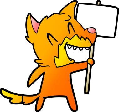 Bir insan tarafından çizilmiş gülen tilki çizgi filmi.