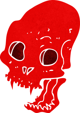 Bir insan tarafından çizilmiş ürkütücü vampir kafatası.