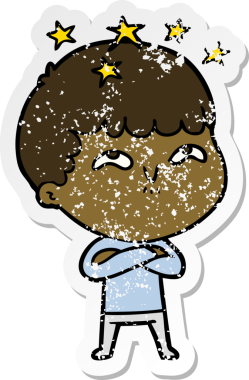 Bir çizgi filmin sıkıntılı çıkartması Bir insan tarafından çizilmiş hayret verici bir çocuk