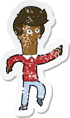 Bir insan tarafından çizilmiş karikatür adamın gerilmiş çıkartması.