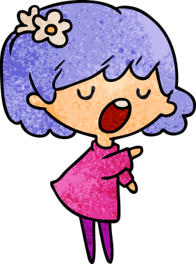 Bir insan tarafından çizilmiş sevimli bir kawai kızının desenli çizimi.