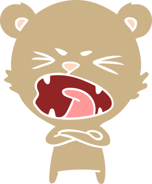 Bir insan tarafından çizilmiş düz renkli çizgi film ayısı