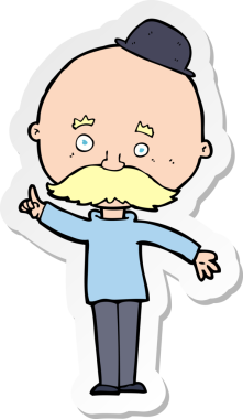 Bir insan tarafından çizilmiş melon şapkalı bir adamın çıkartması.