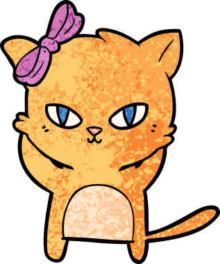 Bir insan tarafından çizilmiş sevimli çizgi film kedisi.