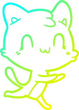 Bir insan tarafından çizilen mutlu çizgi bir kedinin soğuk gradyan çizimi