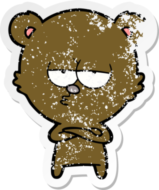 Bir insan tarafından çizilmiş sıkılmış bir ayı çizgi filminin sıkıntılı çıkartması.