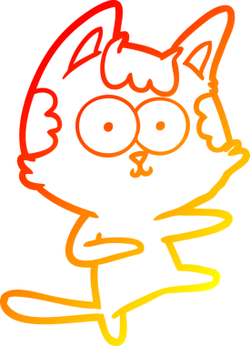 Bir insan tarafından çizilen dans eden çizgi film kedisinin sıcak çizgi çizgisi.