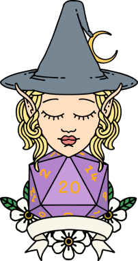 Retro Dövme Biçimli elf karakteri Bir insan tarafından çizilmiş doğal yirmi zar atışıyla