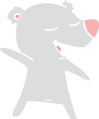 Bir insan tarafından çizilmiş düz renkli çizgi film ayısı