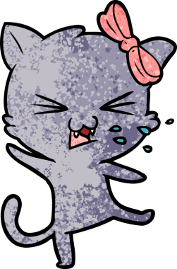 Bir insan tarafından çizilmiş çizgi film kedisi.