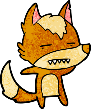 Bir insan tarafından çizilmiş tilki çizgi film karakteri