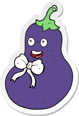 Bir insan tarafından çizilmiş bir patlıcan karikatürü.