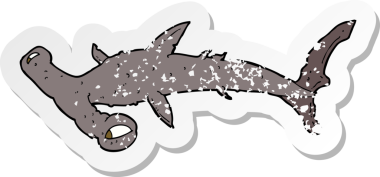 Bir insan tarafından çizilmiş çekiç başlı köpekbalığının gerilmiş yapıştırması.