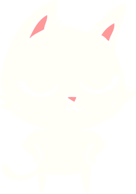 Bir insan tarafından çizilmiş düz renkli çizgi film kedisi