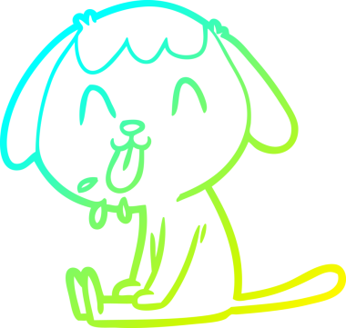 Bir insan tarafından çizilmiş şirin bir çizgi köpeğin soğuk gradyan çizgisi.