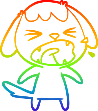 Gökkuşağı gradyan çizgisi bir insan tarafından çizilmiş şirin bir çizgi köpek havlaması.