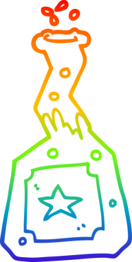 Gökkuşağı gradyan çizgi çizimi bir insan tarafından çizilmiş deney iksirleri