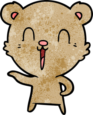 Bir insan tarafından çizilmiş mutlu çizgi film ayısı.