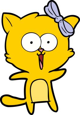 Bir insan tarafından çizilmiş çizgi film kedisi.