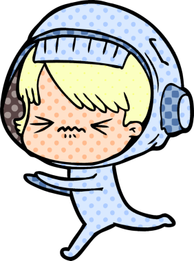 Bir insan tarafından çizilmiş kızgın uzay kızı.