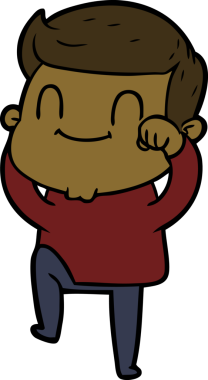 Bir insan tarafından çizilmiş çizgi film dostu bir adam.