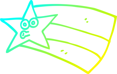 Bir insan tarafından çizilmiş bir çizgi film yıldızının soğuk gradyan çizimi.